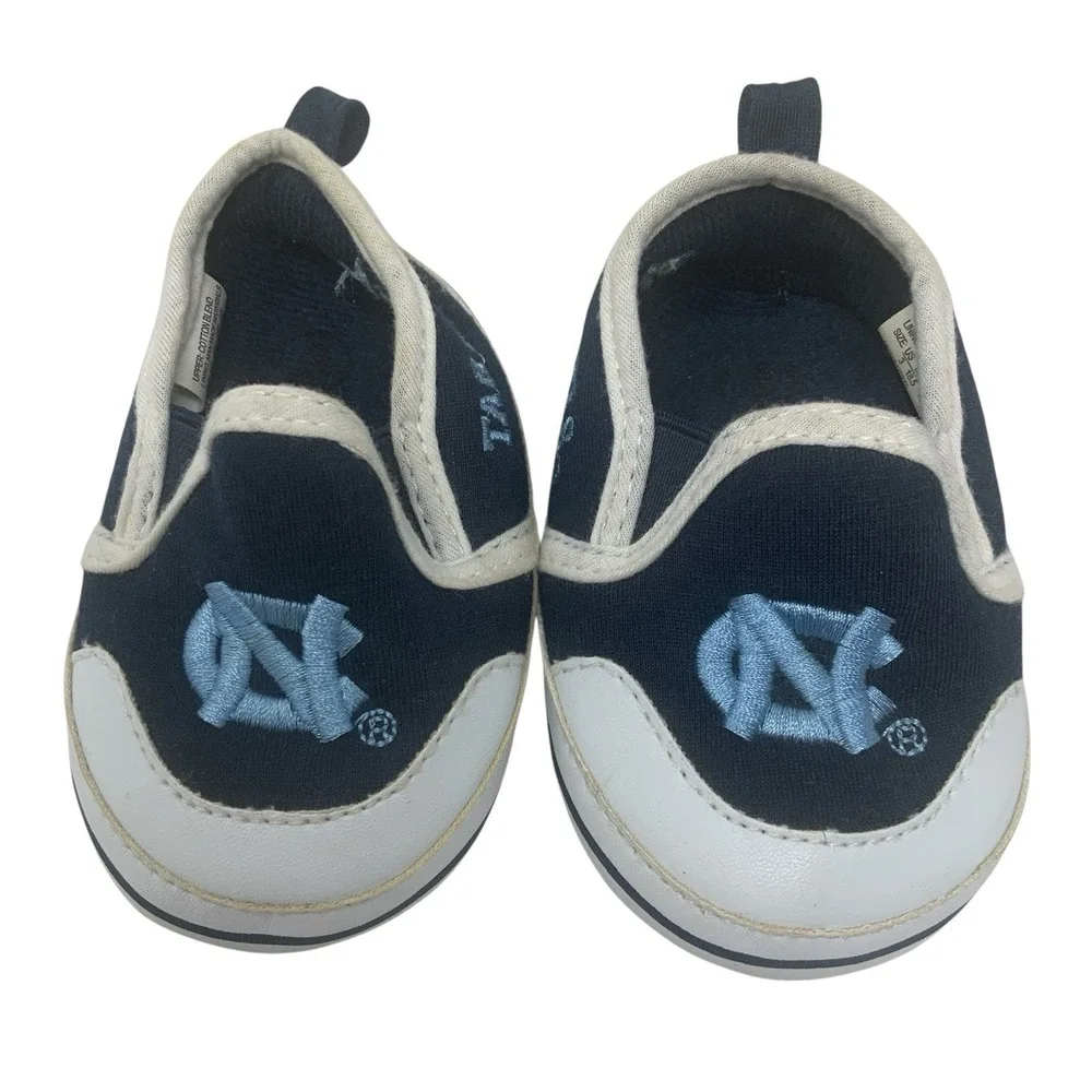 UNC Tar Heels Baby Shoes NC Logo Soft Slip On Crib Shoes Size 3 Months?